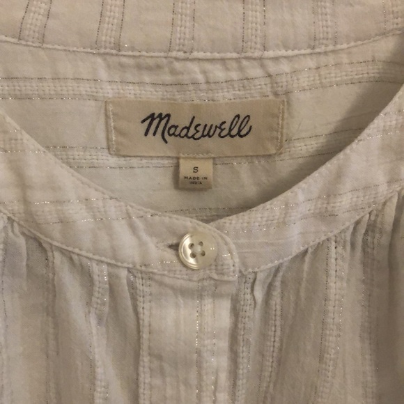 Madewell 3/4 Puff Sleeve Striped Button Down Blouse - Picture 7 of 8